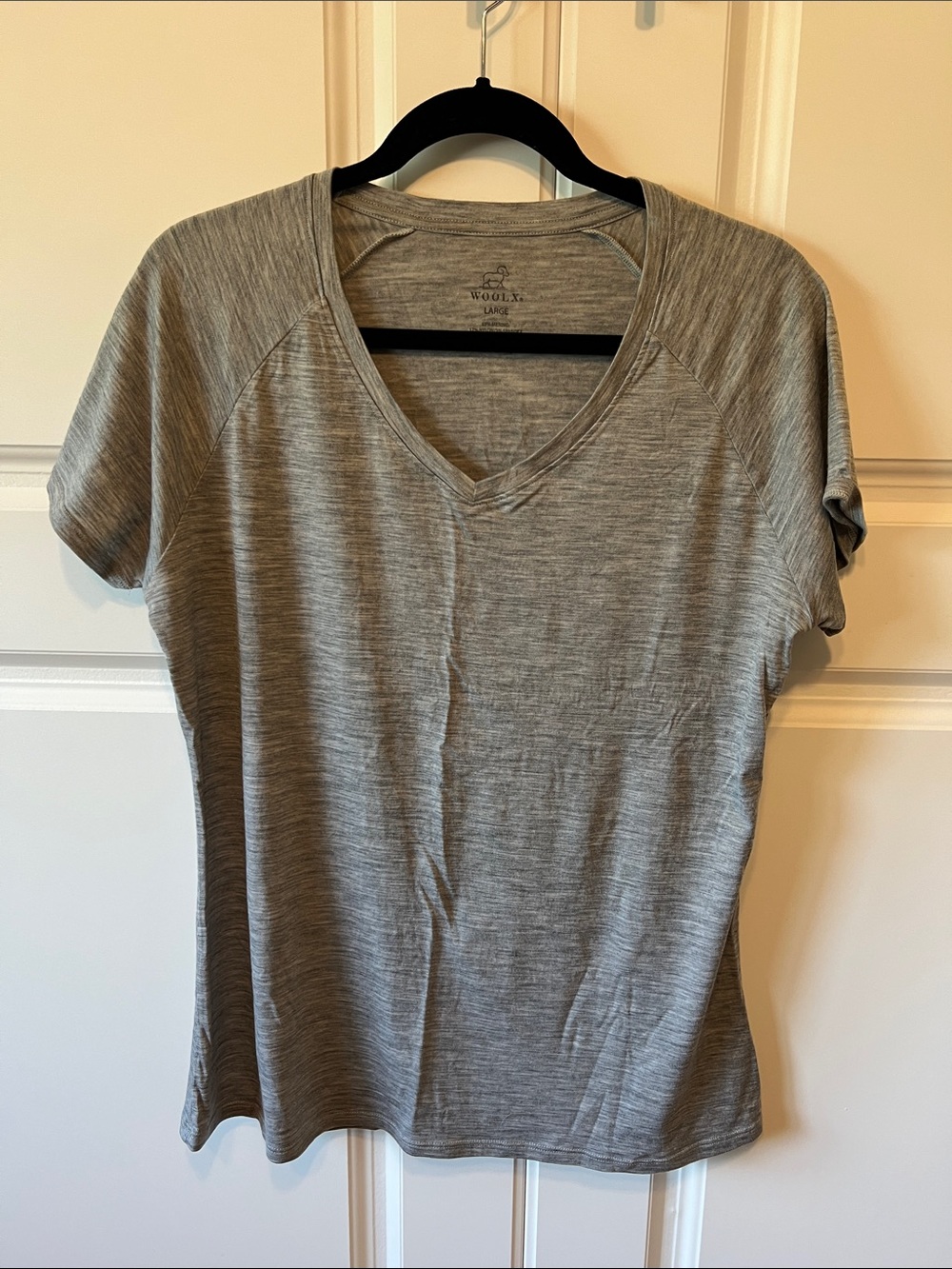 Woolx Mia Regular Fit V-Neck Tee Heather Gray L
